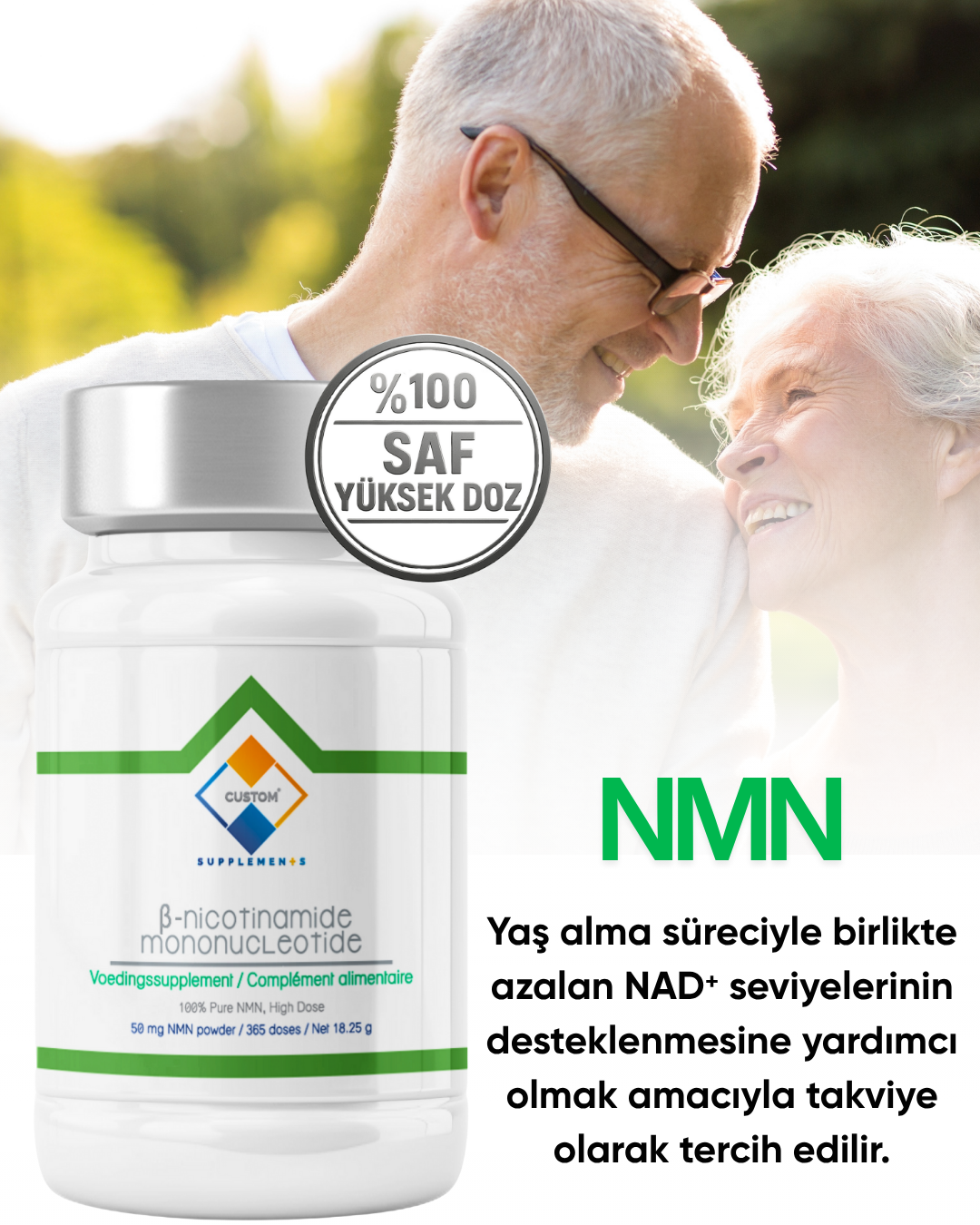 Custom Supplements Beta-Nikotinamid Mononükleotid (NMN) İçeren Takviye Edici Gıda