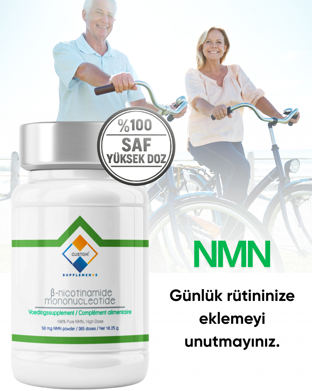 Custom Supplements Beta-Nikotinamid Mononükleotid (NMN) İçeren Takviye Edici Gıda