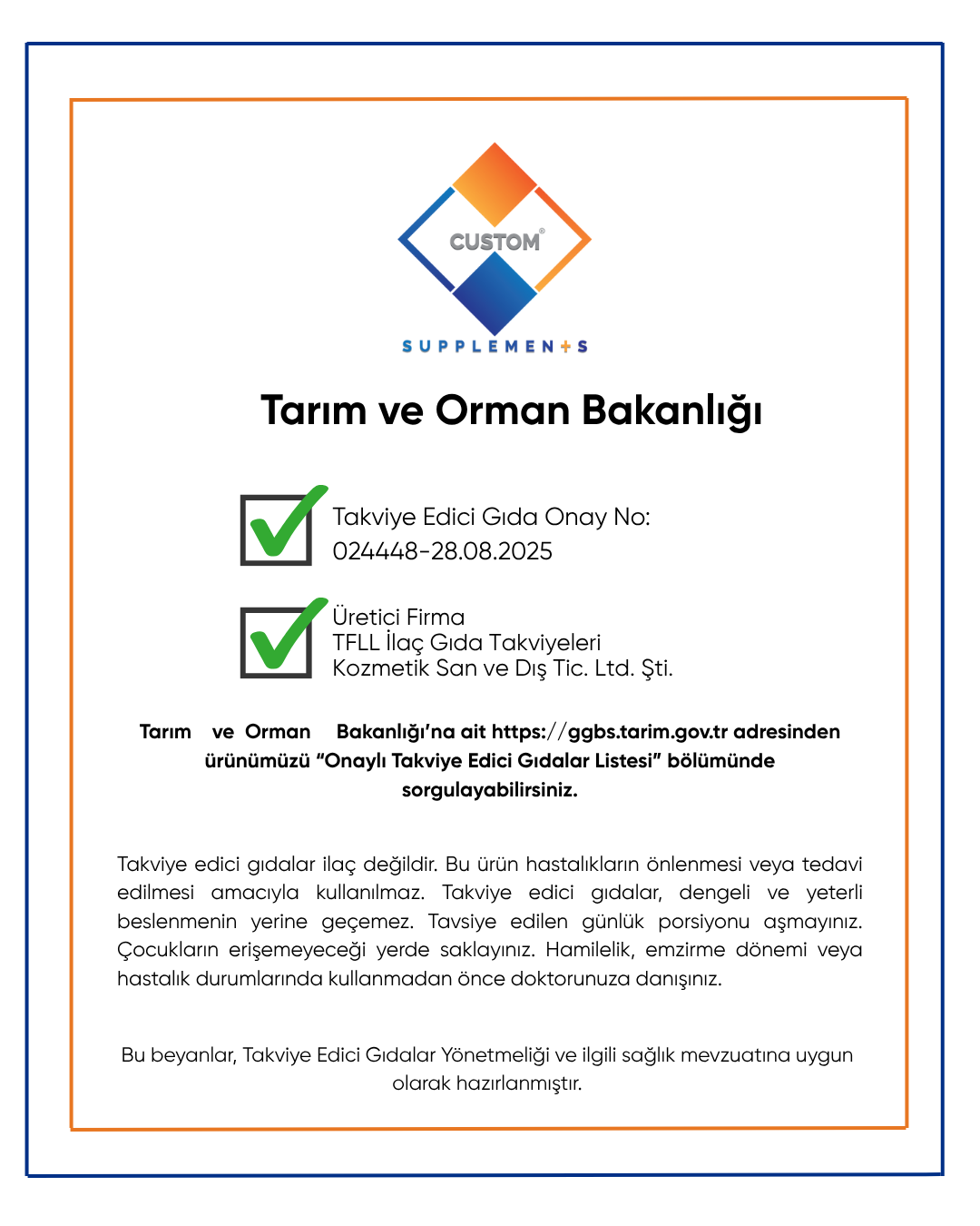 Custom Supplements Beta-Nikotinamid Mononükleotid (NMN) İçeren Takviye Edici Gıda