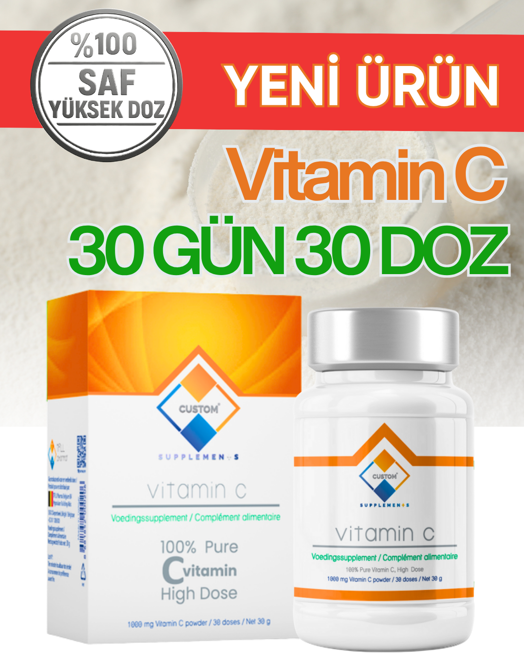 Custom Supplements Vitamin C İçeren Takviye Edici Gıda