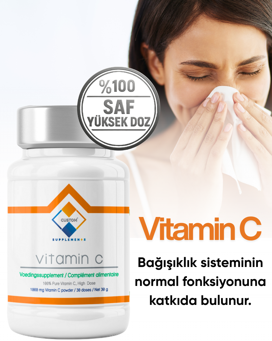 Custom Supplements Vitamin C İçeren Takviye Edici Gıda