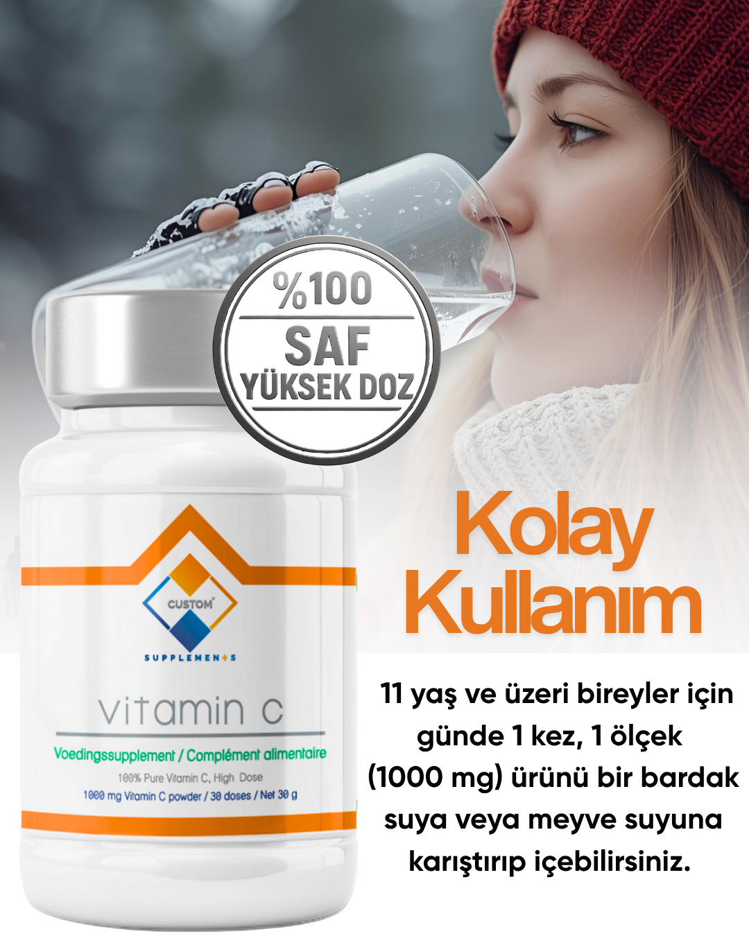 Custom Supplements Vitamin C İçeren Takviye Edici Gıda