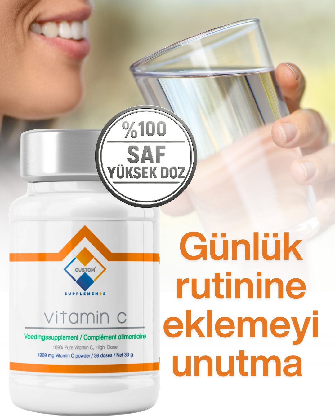 Custom Supplements Vitamin C İçeren Takviye Edici Gıda